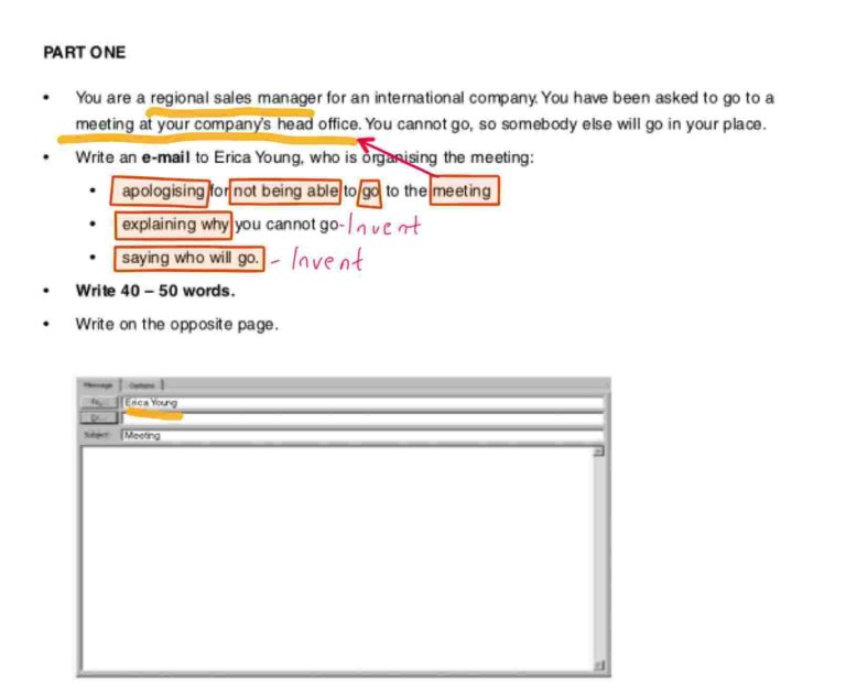 B2 Business Vantage (BEC Vantage) Writing Part One Question