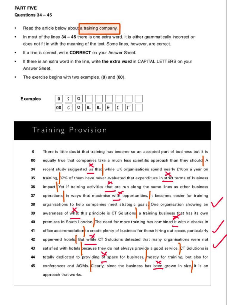B2 Business Vantage (BEC Vantage) Reading Part Five Question